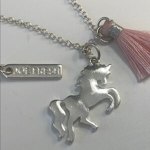 Joe Fresh Silver Unicorn Pendant Necklace with Pink Tassels by Joe Fresh